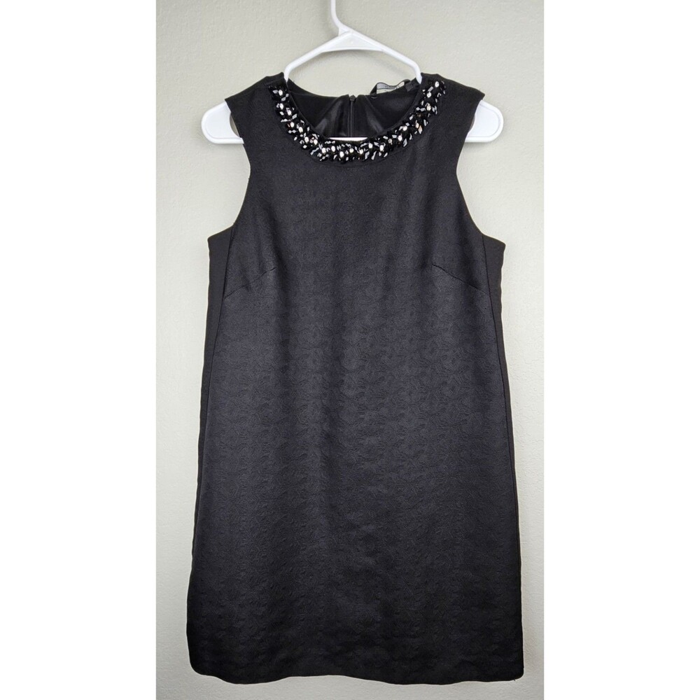 Formula Joven Women's Small/ Medium Textured Black Dress W/ Jeweled Collar